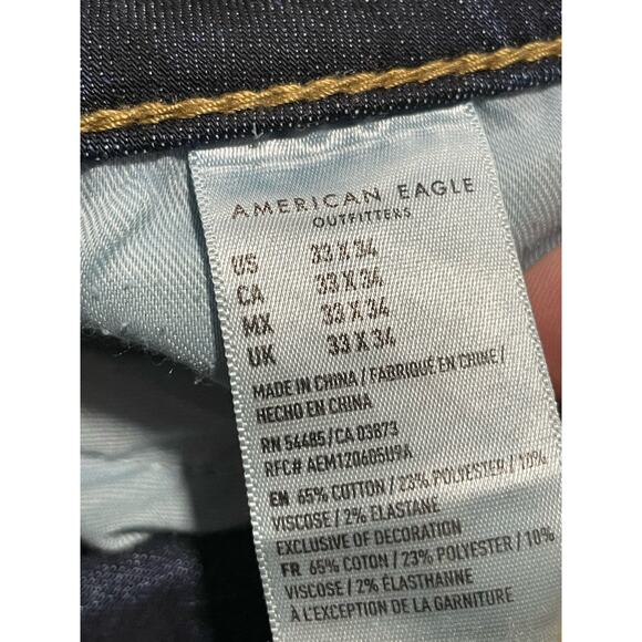 American Eagle Original Straight Jeans Mens Size 33 x 32.5 Next Level Flex Blue - Picture 9 of 15